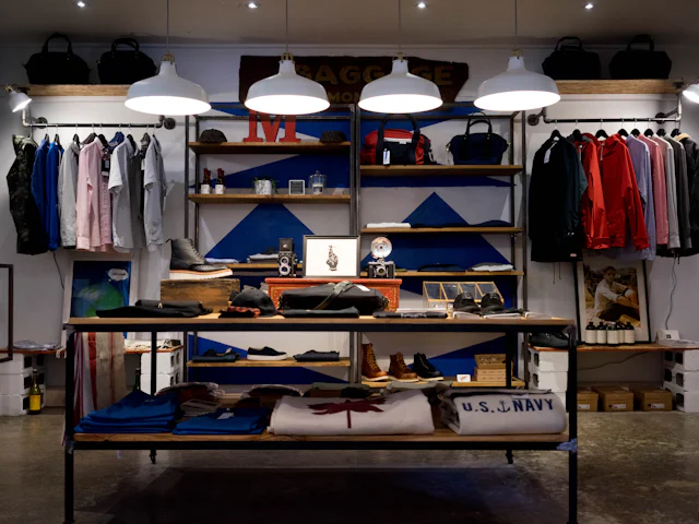 Bright retail store interior with a hard-wearing sales floor and product displays